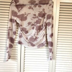 Women's Long Sleeve sheer mesh Top